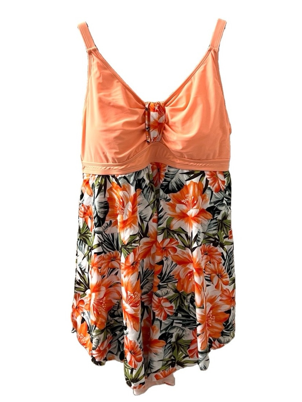 Hanna Nikole Womens Plus Size 18W Coral Swim Dress Swimsuit 1pc Tummy Control.